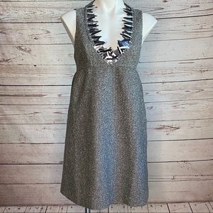 Anna Sui Target Gray Tweed Fringe Neck Cocktail